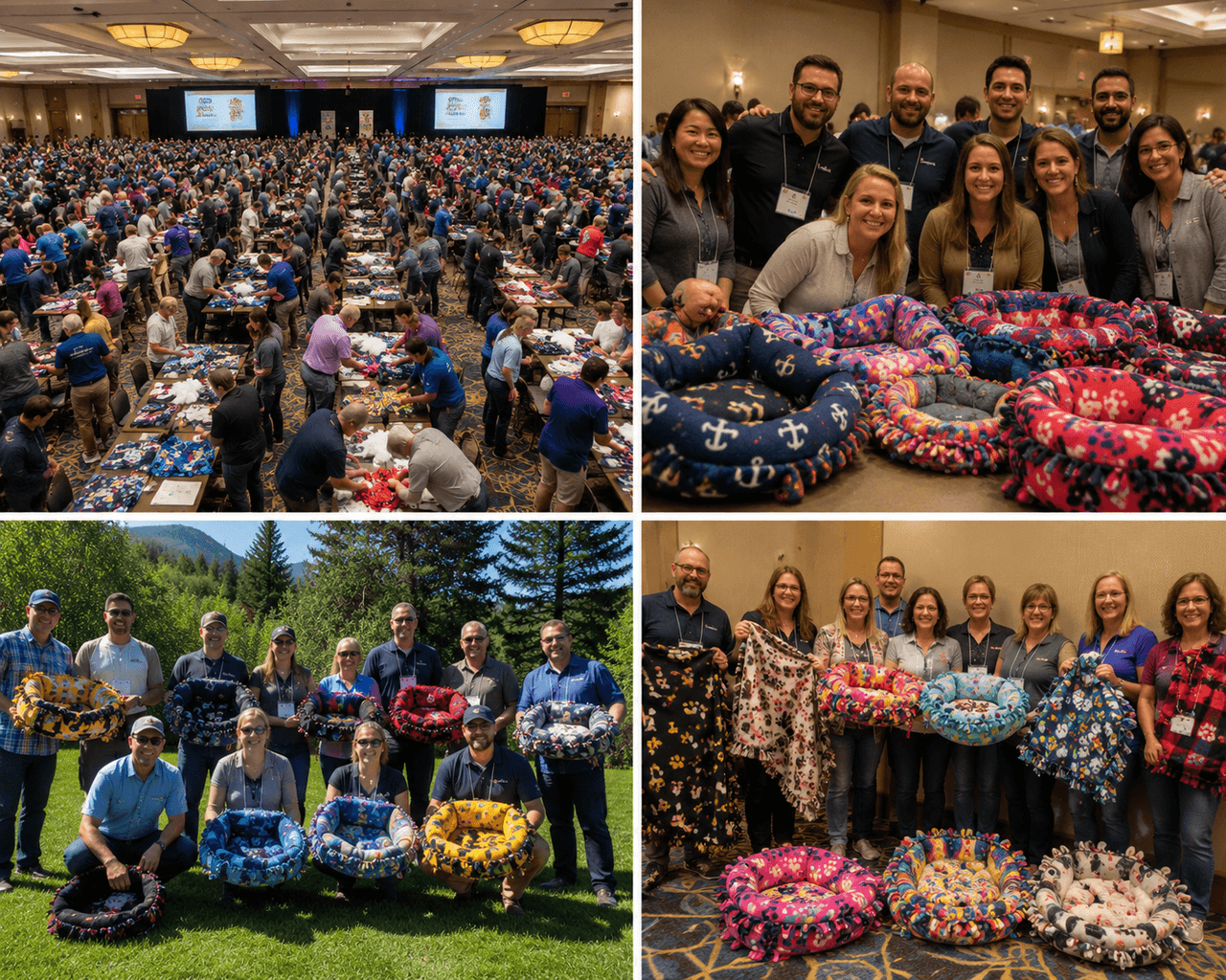Dog Bed Stuffing And Assembly — Housewarming team building with Building Teams